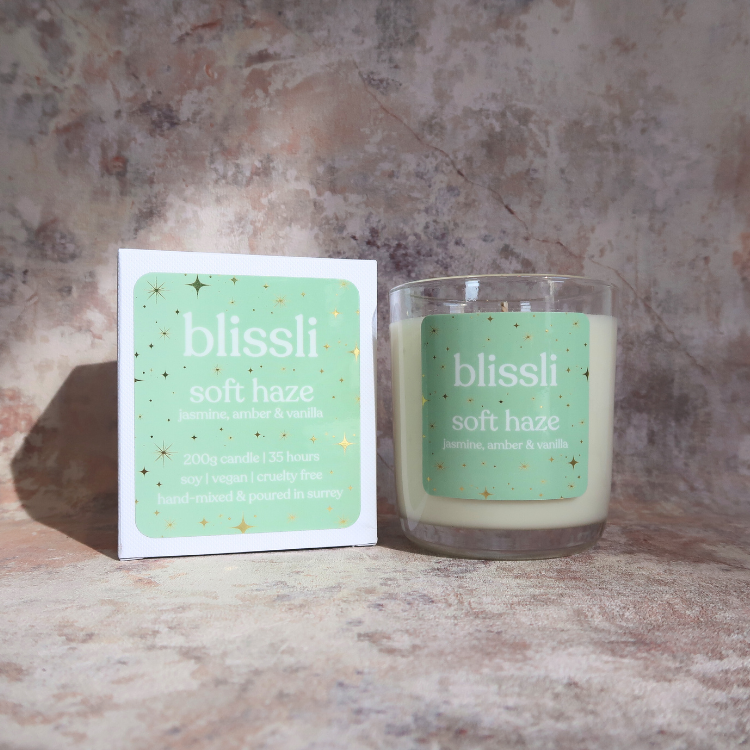 soft haze – jasmine, amber & vanilla soy candle