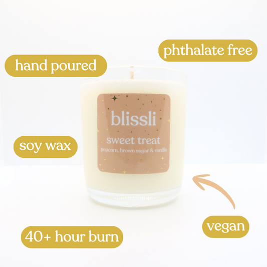 sweet treat 220g handmade vegan soy candle by blissli