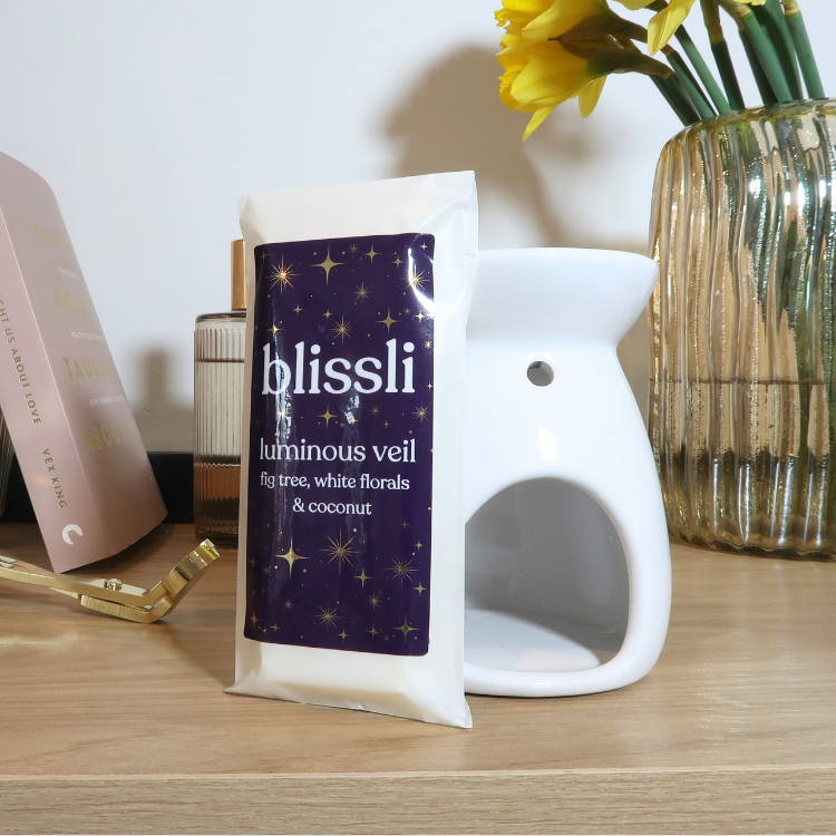 luminous veil 50g wax melt snap bar by blissli – fig tree, white florals and coconut