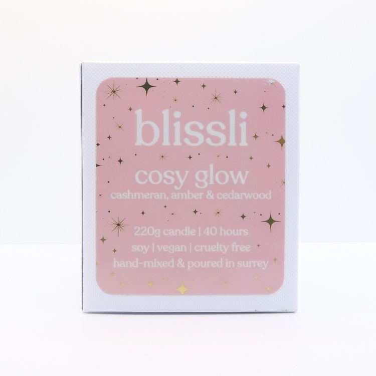 cosy glow soy candle gift box – front of eco-friendly recyclable packaging