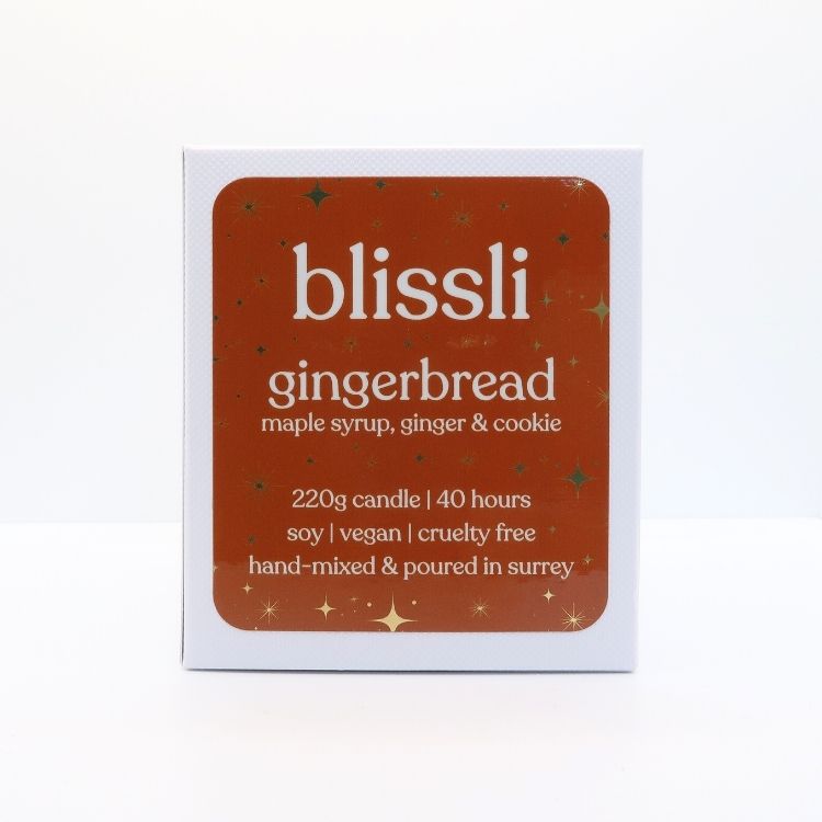 gingerbread soy candle gift box – front of eco-friendly recyclable packaging