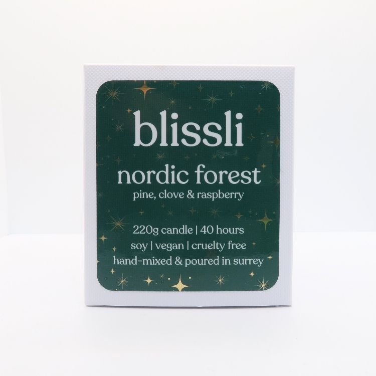 nordic forest soy candle gift box – front of eco-friendly recyclable packaging