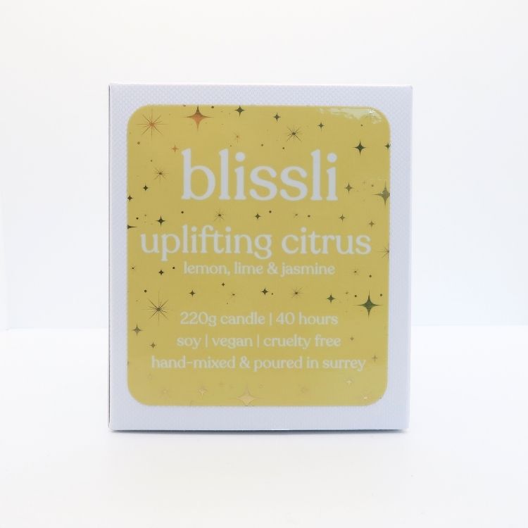 uplifting citrus soy candle gift box – front of eco-friendly recyclable packaging