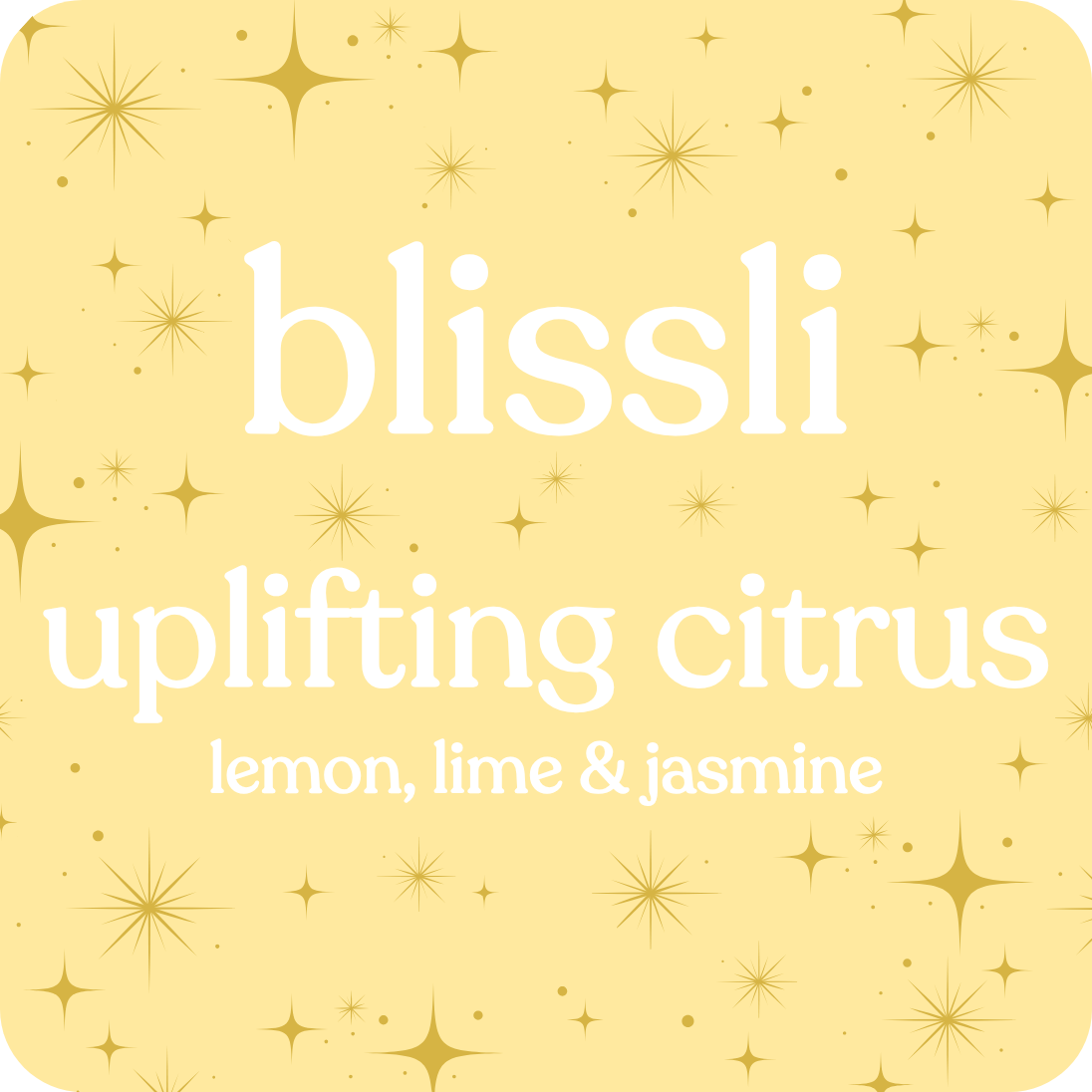 uplifting citrus soy candle – close-up of jar label by blissli