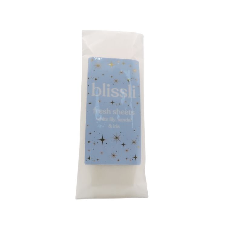 fresh sheets wax melt by blissli – white lily, sandal and iris soy wax snap bar
