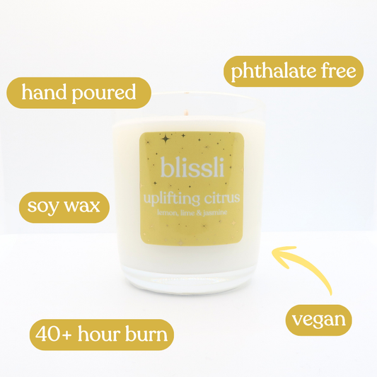 uplifting citrus – lemon, lime & jasmine 220g soy candle
