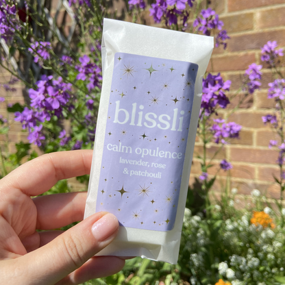calm opulence 50g wax melt snap bar by blissli – lavender, rose and patchouli