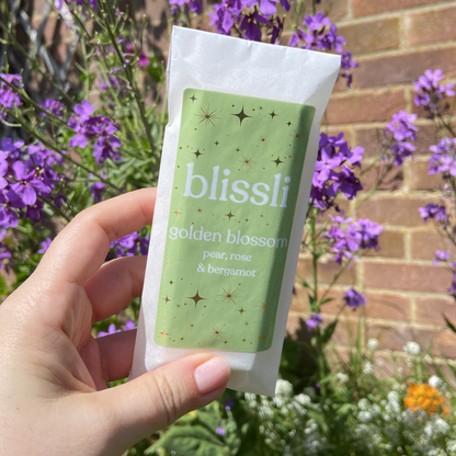 golden blossom 50g wax melt snap bar by blissli – pear, rose and bergamot