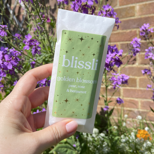 golden blossom 50g wax melt snap bar by blissli – pear, rose and bergamot