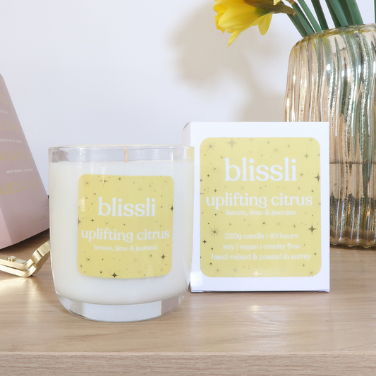 uplifting citrus – lemon, lime & jasmine 220g soy candle