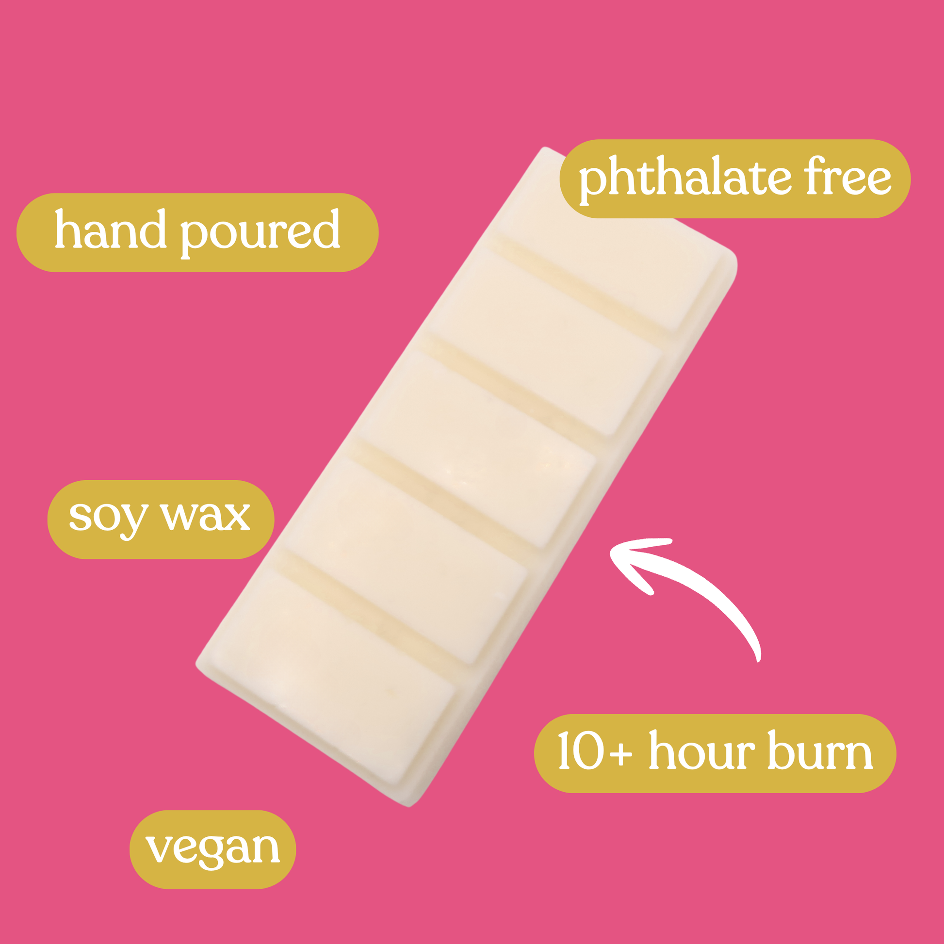 velvet kiss wax melt snap bar – handmade soy wax, vegan, uk