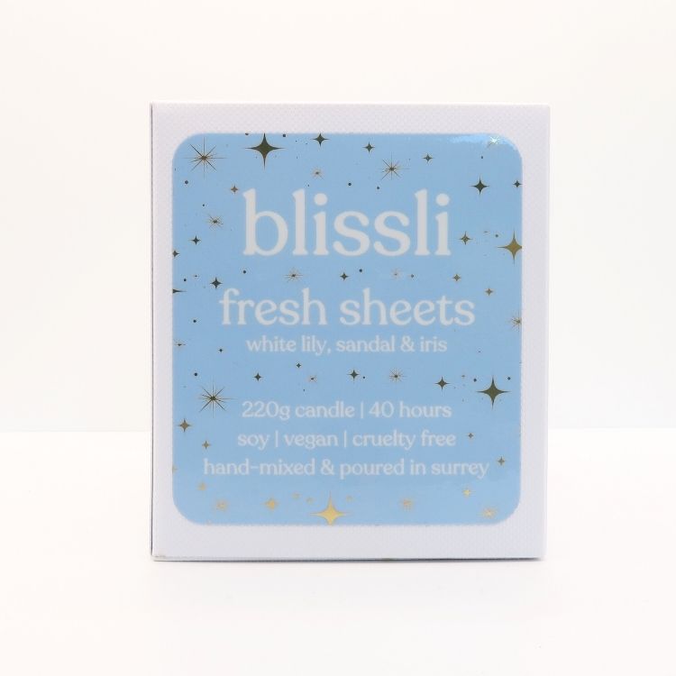 fresh sheets – white lily, sandal & iris 220g soy candle