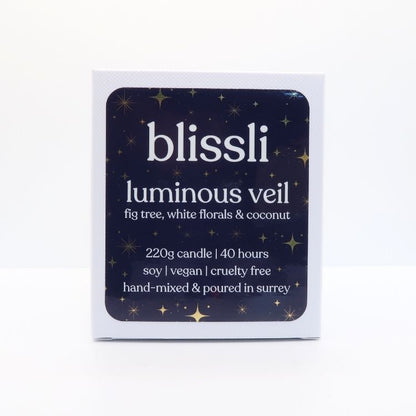 luminous veil – fig tree, white florals & coconut 220g soy candle