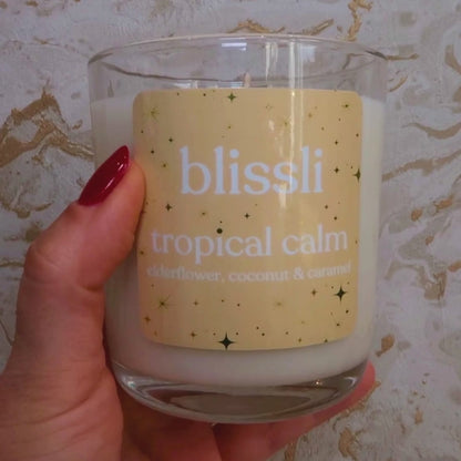 tropical calm – elderflower, coconut & caramel soy candle