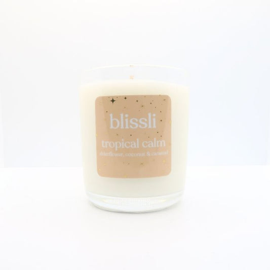 tropical calm – elderflower, coconut & caramel 220g soy candle